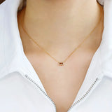 Smoky Grey CZ Mini Pendant Necklace, 925 Silver Plated Fine Jewelry