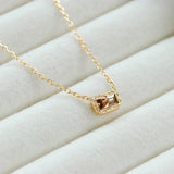 Smoky Grey CZ Mini Pendant Necklace, 925 Silver Plated Fine Jewelry