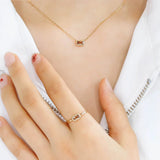 Smoky Grey CZ Mini Pendant Necklace, 925 Silver Plated Fine Jewelry