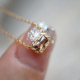 Smoky Grey CZ Mini Pendant Necklace, 925 Silver Plated Fine Jewelry