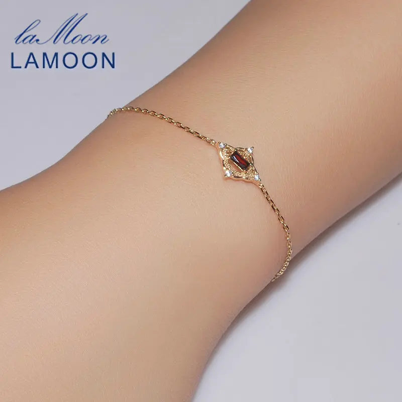 Vintage Red Garnet 925 Silver Bracelet Women