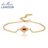 Vintage Red Garnet 925 Silver Bracelet Women