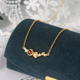 Camellia Flower Garnet Pendant 925 Silver 14K Plated