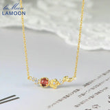 Camellia Flower Garnet Pendant 925 Silver 14K Plated