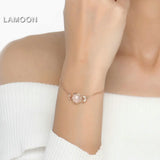 Gemstone Pink Rose Quartz S925 Sterling Silver Charm Bracelet
