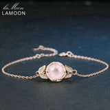 Gemstone Pink Rose Quartz S925 Sterling Silver Charm Bracelet