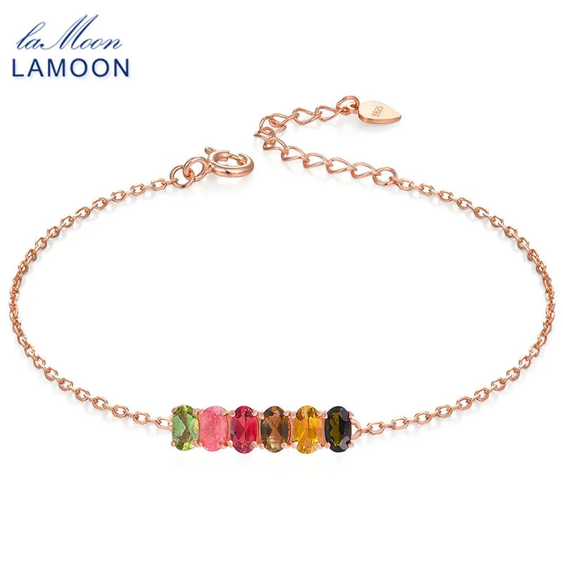 Natural Multi-Color Oval Tourmaline Bracelet