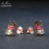 Natural Oval Tourmaline 925 Silver Stud Earrings