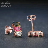 Natural Oval Tourmaline 925 Silver Stud Earrings