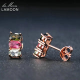 Natural Oval Tourmaline 925 Silver Stud Earrings
