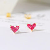 Heart Earring Synthetic Corundum Stud 925 Silver 14K Plated