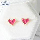 Heart Earring Synthetic Corundum Stud 925 Silver 14K Plated