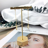 925 Silver Natural Crystal Drop Earrings, Concise Style Rhombus, Fine Jewelry