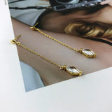 925 Silver Natural Crystal Drop Earrings, Concise Style Rhombus, Fine Jewelry