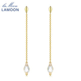 925 Silver Natural Crystal Drop Earrings, Concise Style Rhombus, Fine Jewelry