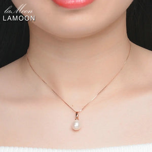 Freshwater Pearl 925 Sterling Silver Pendant Necklace 18K Rose Plated