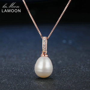 Freshwater Pearl 925 Sterling Silver Pendant Necklace 18K Rose Plated
