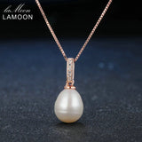 Freshwater Pearl 925 Sterling Silver Pendant Necklace 18K Rose Plated