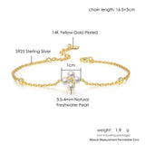 Freshwater Pearl Bracelet 925 Silver Charm Bracelets 14K Plated