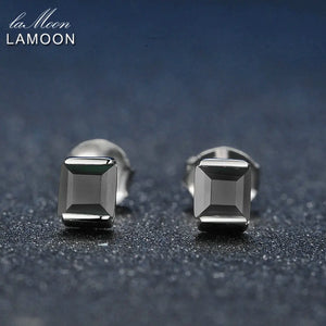 Square Chalcedony Stud Earrings 925 Silver Daily Jewelry