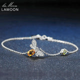Love Bee 925 Silver Bracelet Citrine Gemstones Chain Jewellery