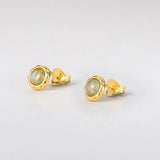 African Labradorite Silver Stud Earrings 14K Plated