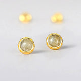 African Labradorite Silver Stud Earrings 14K Plated