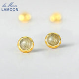 African Labradorite Silver Stud Earrings 14K Plated