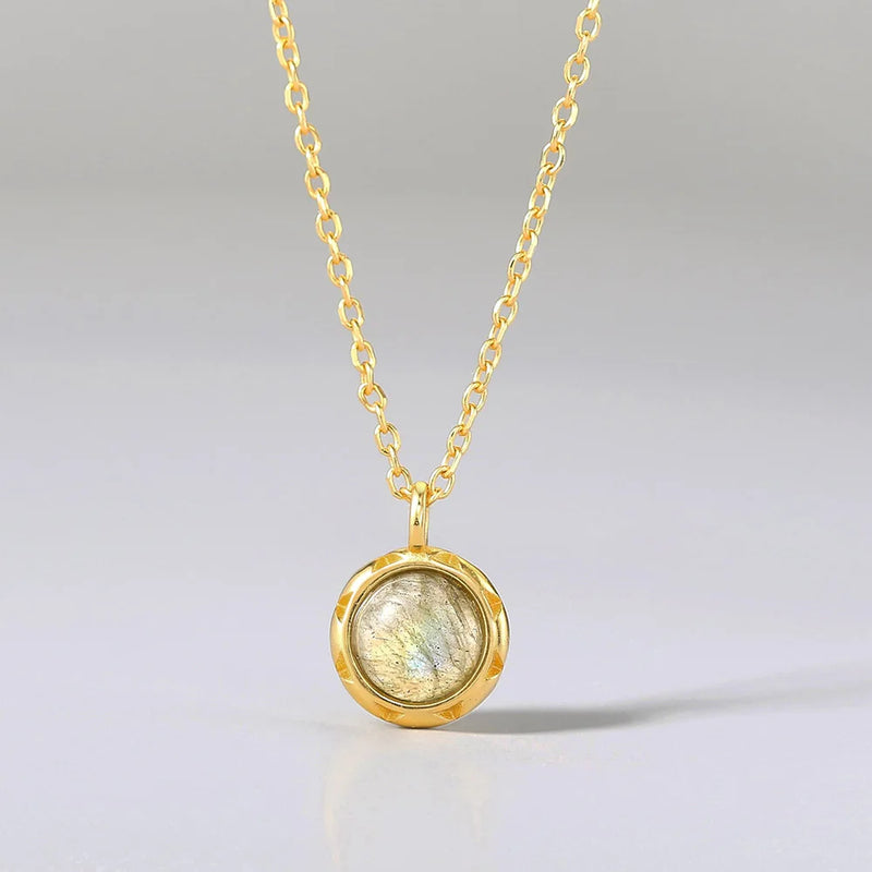 African Labradorite Pendant 925 Silver Necklace For Women 14K Plated