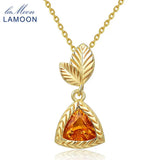 Vintage Leaf Citrine Necklace 925 Sterling Silver Plated