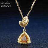 Vintage Leaf Citrine Necklace 925 Sterling Silver Plated