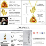 Vintage Leaf Citrine Necklace 925 Sterling Silver Plated