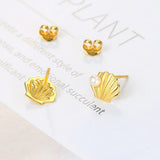 Freshwater Pearl Shell Stud Earring 925 Silver 14K Plated Mermaid Party Gift