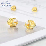Freshwater Pearl Shell Stud Earring 925 Silver 14K Plated Mermaid Party Gift