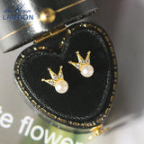 Natural Freshwater Pearl Crown Stud Earring S925 Silver 14K Plated