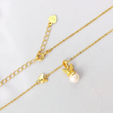 Freshwater Pearl Necklace Bowknot Butterfly Pendant 925 Sterling Silver Plated