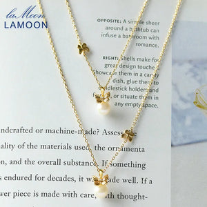 Freshwater Pearl Necklace Bowknot Butterfly Pendant 925 Sterling Silver Plated
