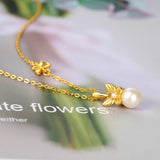 Freshwater Pearl Necklace Bowknot Butterfly Pendant 925 Sterling Silver Plated