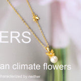 Freshwater Pearl Necklace Bowknot Butterfly Pendant 925 Sterling Silver Plated