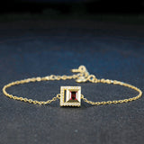 Garnet Bracelet 925 Silver Vermeil Chain Charm Jewelry