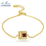 Garnet Bracelet 925 Silver Vermeil Chain Charm Jewelry