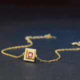 Garnet Bracelet 925 Silver Vermeil Chain Charm Jewelry