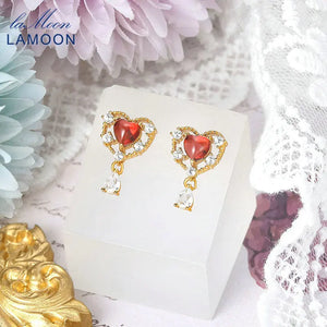 Garnet Heart Earrings Sterling Silver Stud Anime Vivi Plated Jewelry
