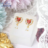Garnet Heart Earrings Sterling Silver Stud Anime Vivi Plated Jewelry