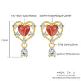 Garnet Heart Earrings Sterling Silver Stud Anime Vivi Plated Jewelry