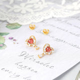 Garnet Heart Earrings Sterling Silver Stud Anime Vivi Plated Jewelry