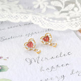 Garnet Heart Earrings Sterling Silver Stud Anime Vivi Plated Jewelry