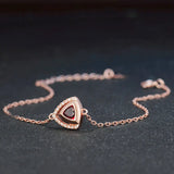 Garnet Bracelet Women 925 Sterling Silver Rose Plated Charm Chain