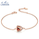 Garnet Bracelet Women 925 Sterling Silver Rose Plated Charm Chain