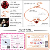 Garnet Bracelet 925 Silver Rose Vermeil Sweet Heart